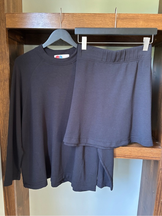 Free People Dresses & Skirts - Free People Beach Black Skirt Set - Long Sleeve Top & Mini Skirt